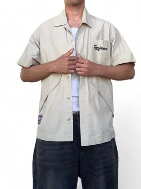 Forgiveness 'Join The Club' Short Sleeve Button-Down Shirt - Beige